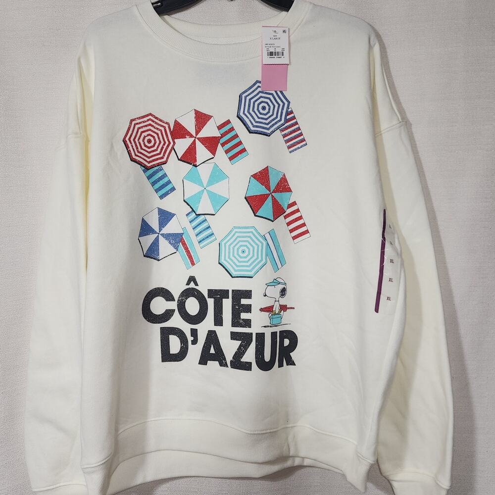 Peanuts Snoopy Cote D'Azur Graphic Sweatshirt' women's XL